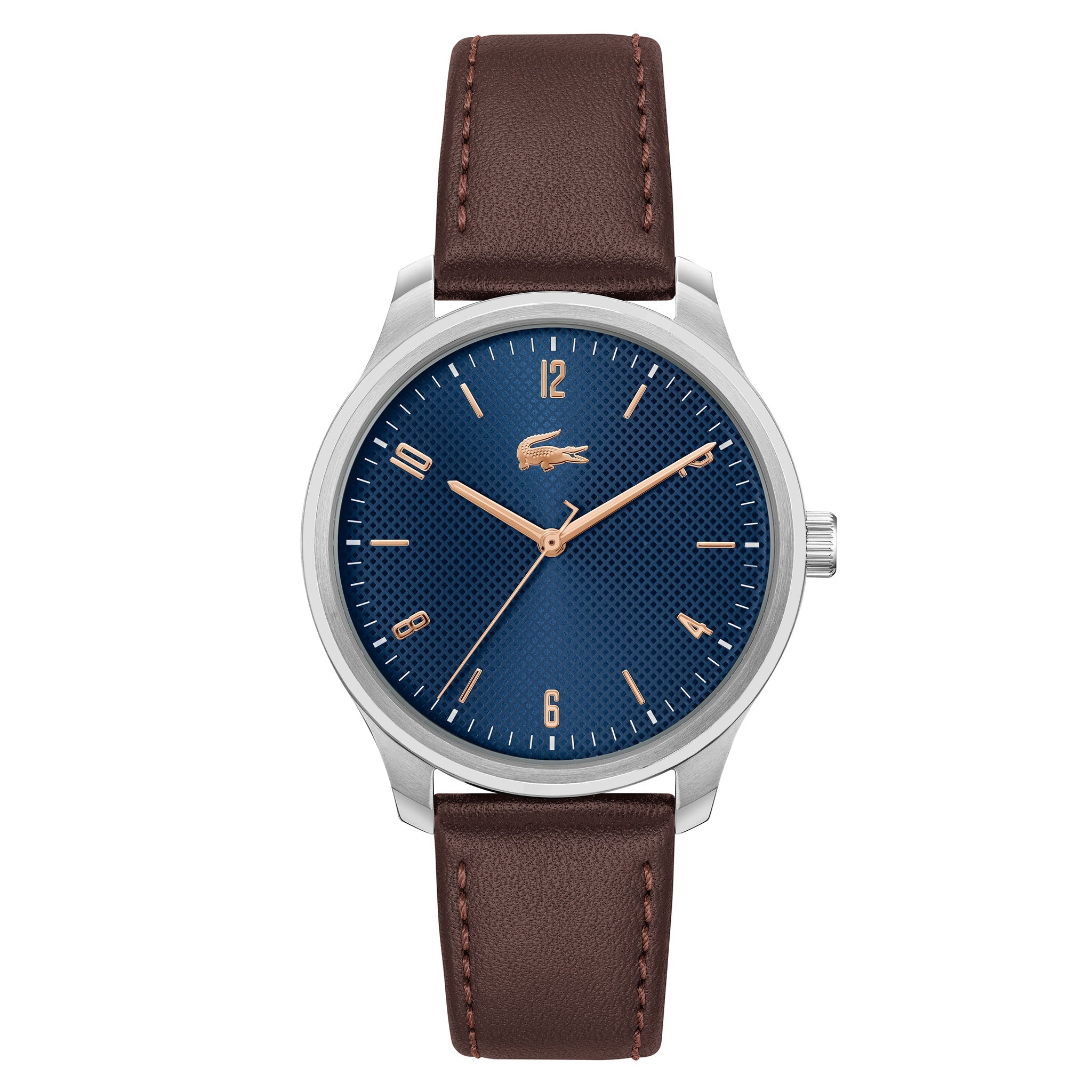 Lacoste Brown Leather Navy Dial Men's  Watch- 2011322