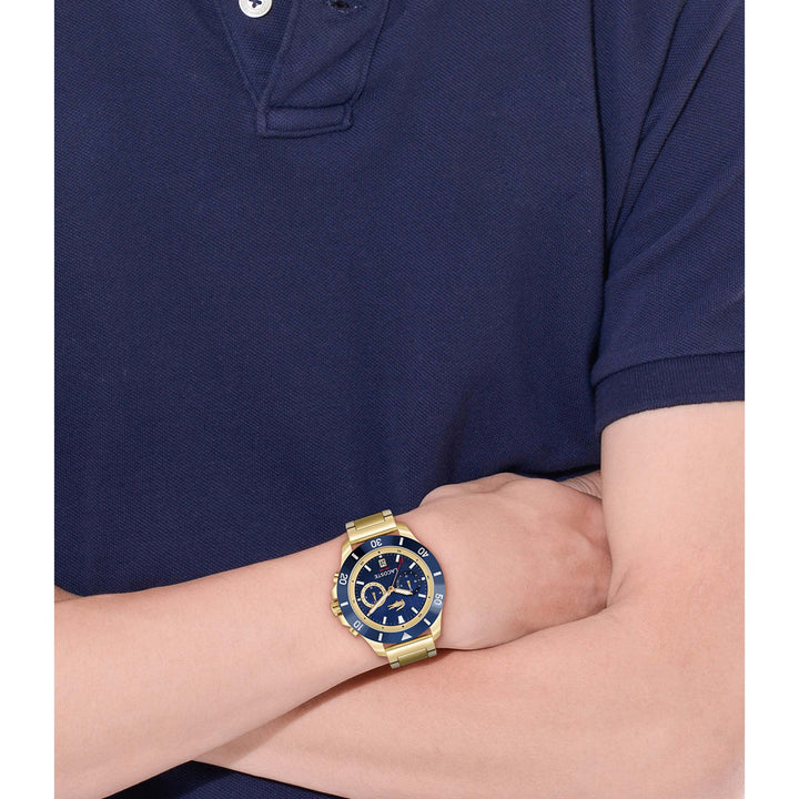 Lacoste Gold Steel Navy Dial Multi-function Men's Watch - 2011343