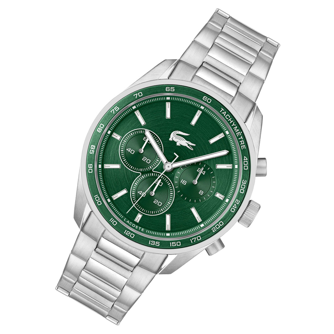 Lacoste Stainless Steel Green Dial Chronograph Men's Watch - 2011346