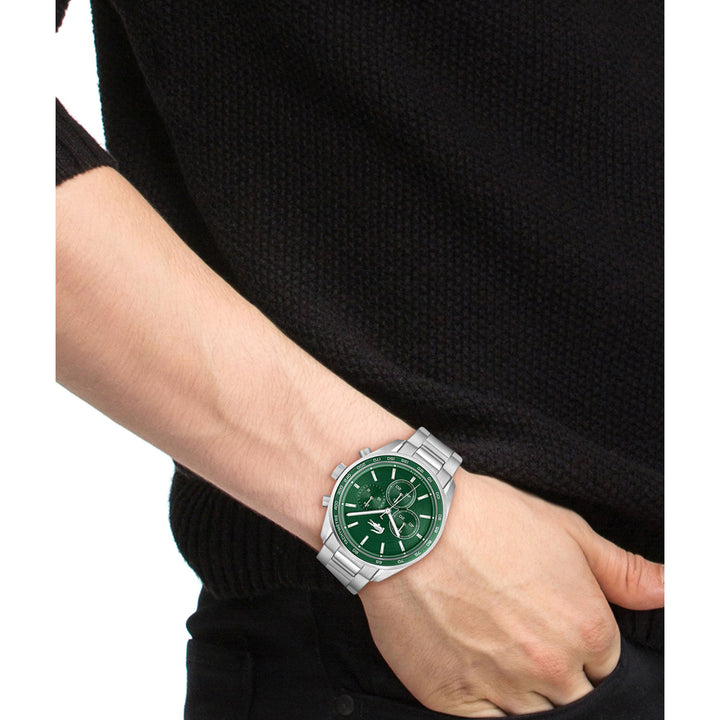 Lacoste Stainless Steel Green Dial Chronograph Men's Watch - 2011346