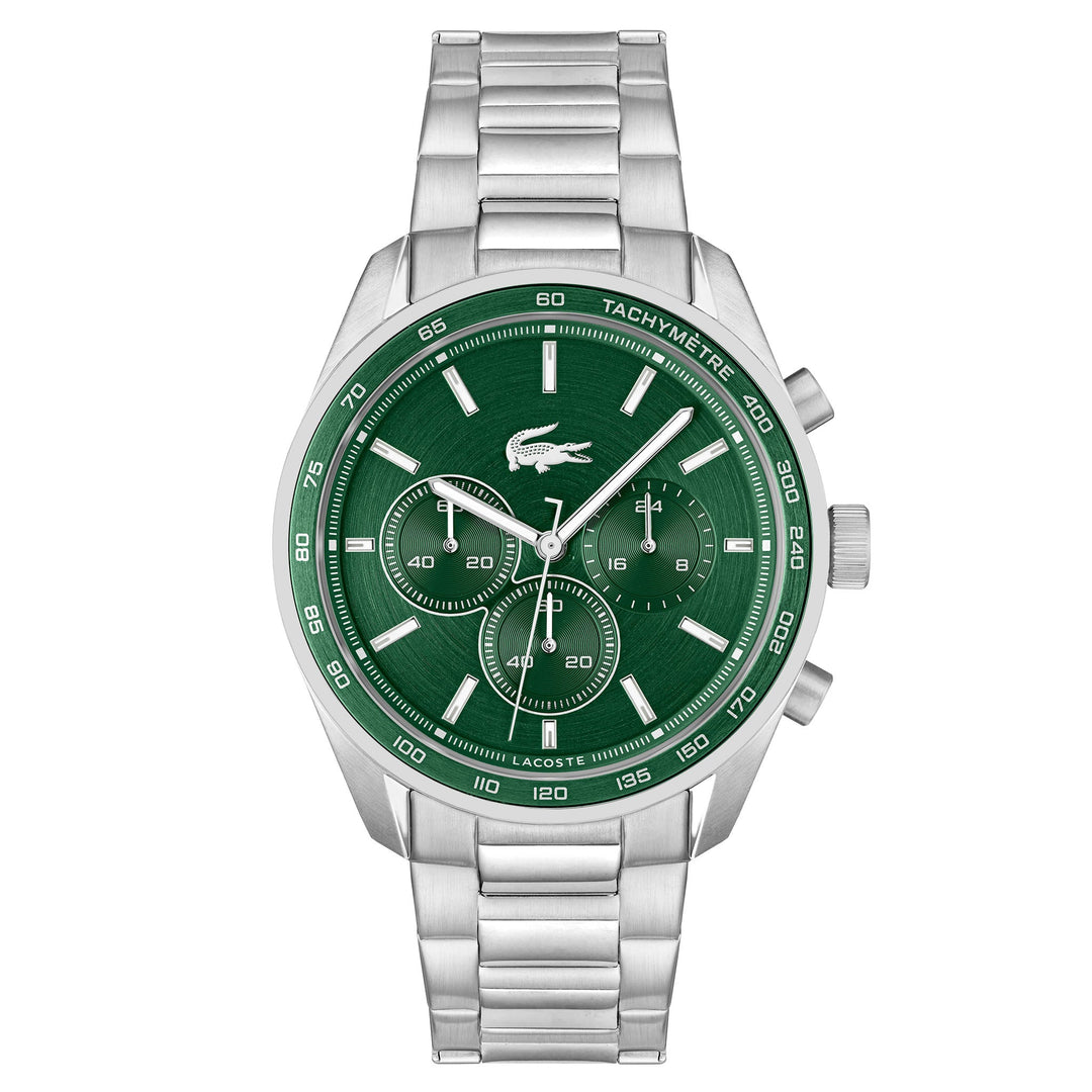 Lacoste Stainless Steel Green Dial Chronograph Men's Watch - 2011346