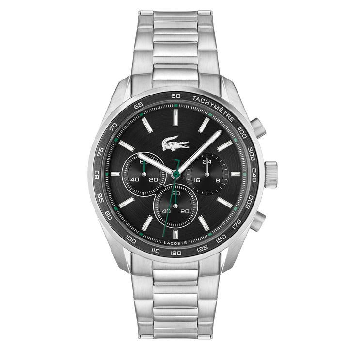 Lacoste Stainless Steel Black Dial Fashion Chronograph Men's Watch - 2011347