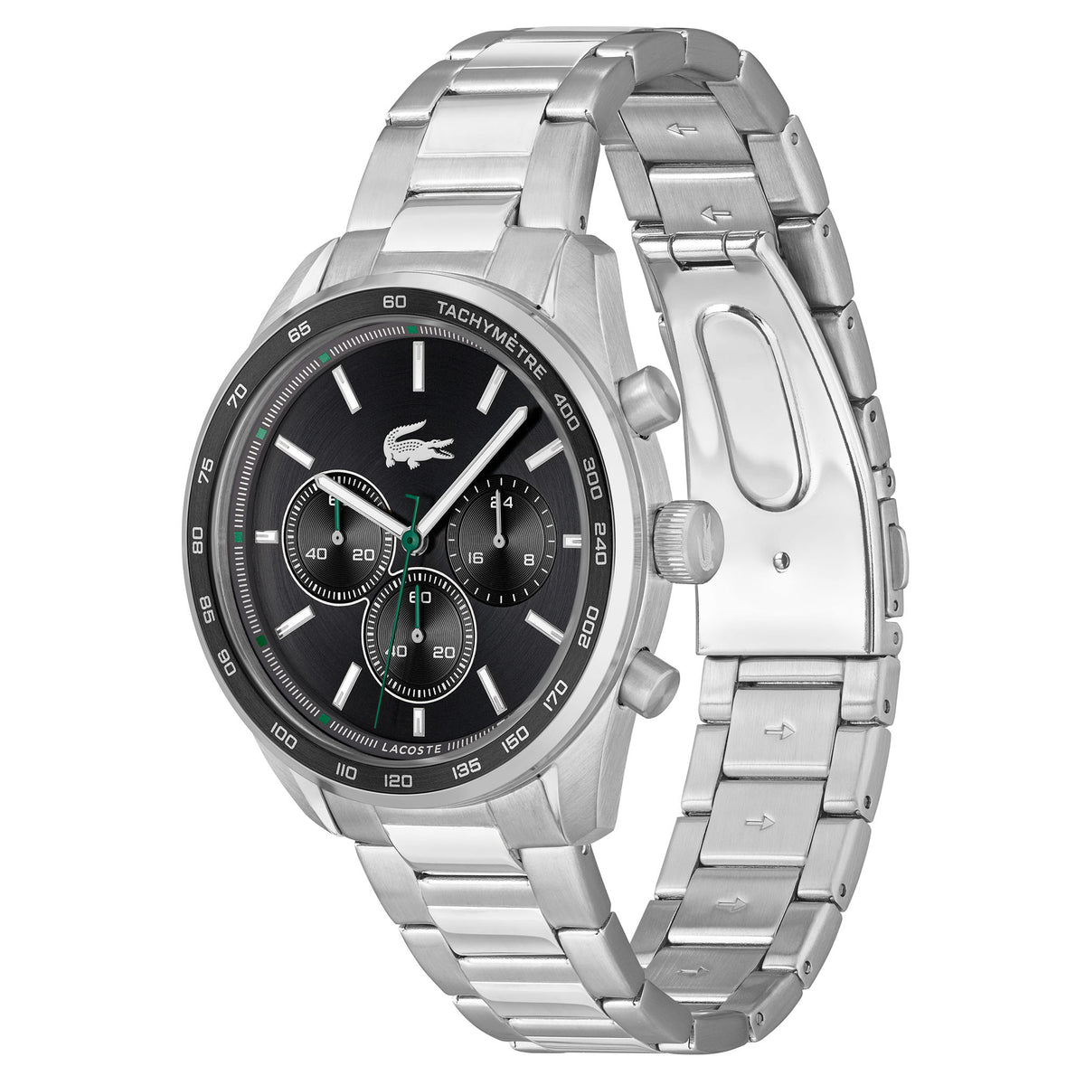 Lacoste Stainless Steel Black Dial Fashion Chronograph Men's Watch - 2011347