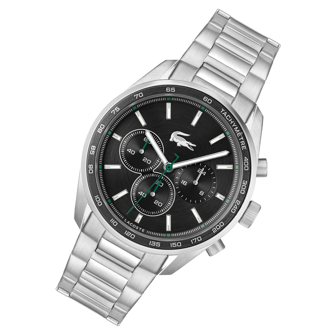 Lacoste Stainless Steel Black Dial Fashion Chronograph Men's Watch - 2011347