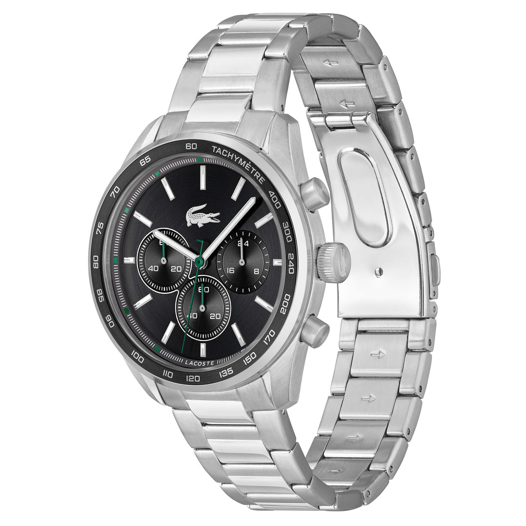 Lacoste Stainless Steel Black Dial Fashion Chronograph Men's Watch - 2011347