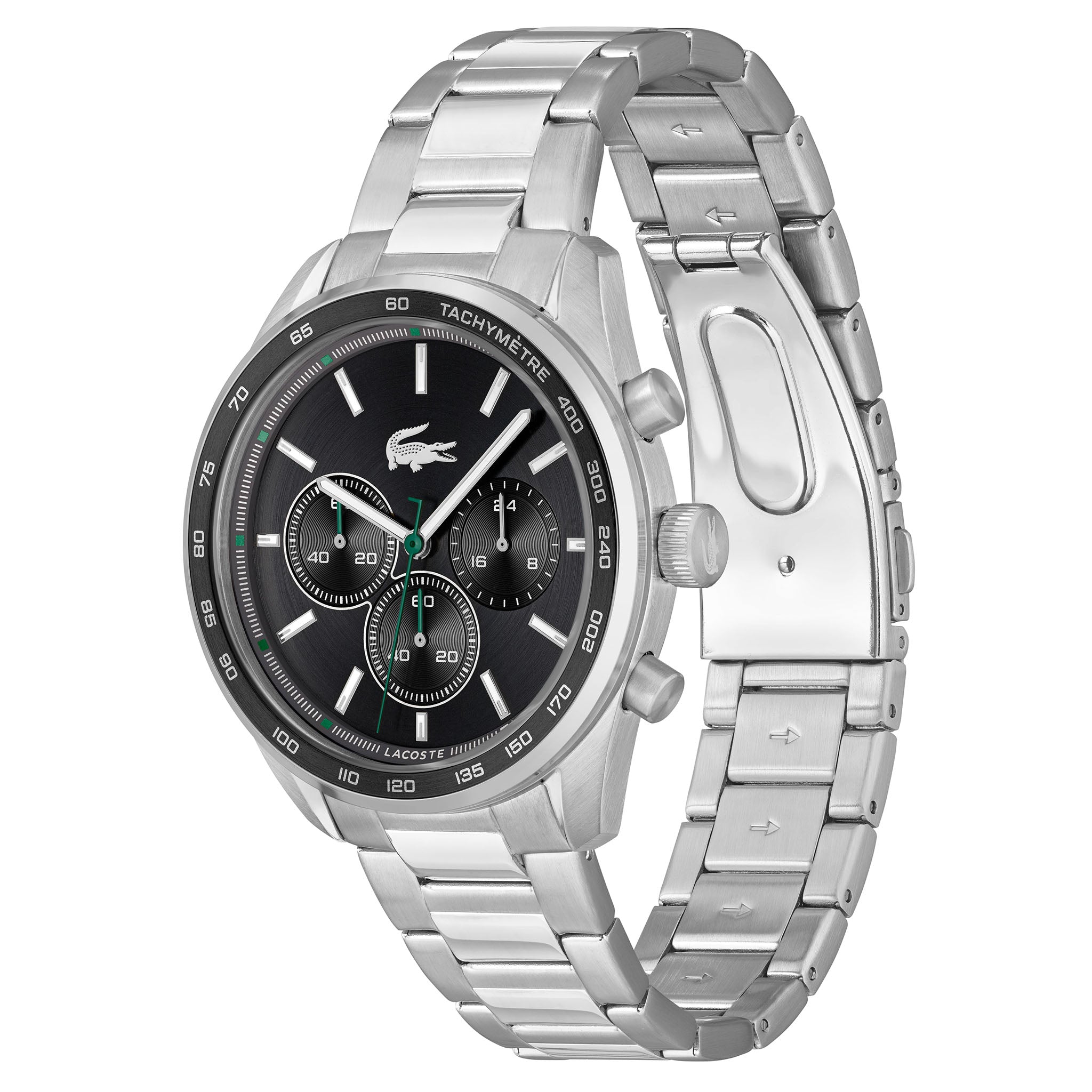 Lacoste Stainless Steel Black Dial Fashion Chronograph Men's Watch - 2011347