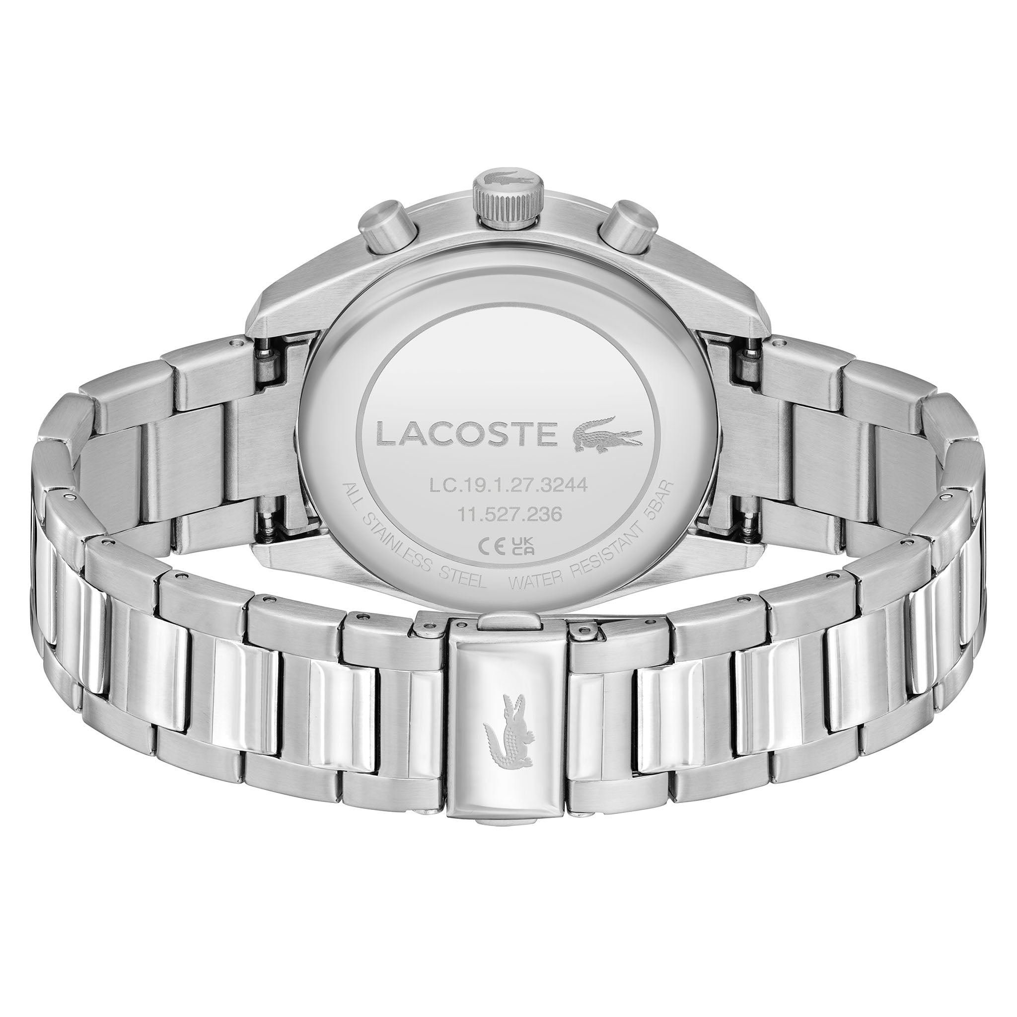 Lacoste Stainless Steel Black Dial Fashion Chronograph Men's Watch - 2011347