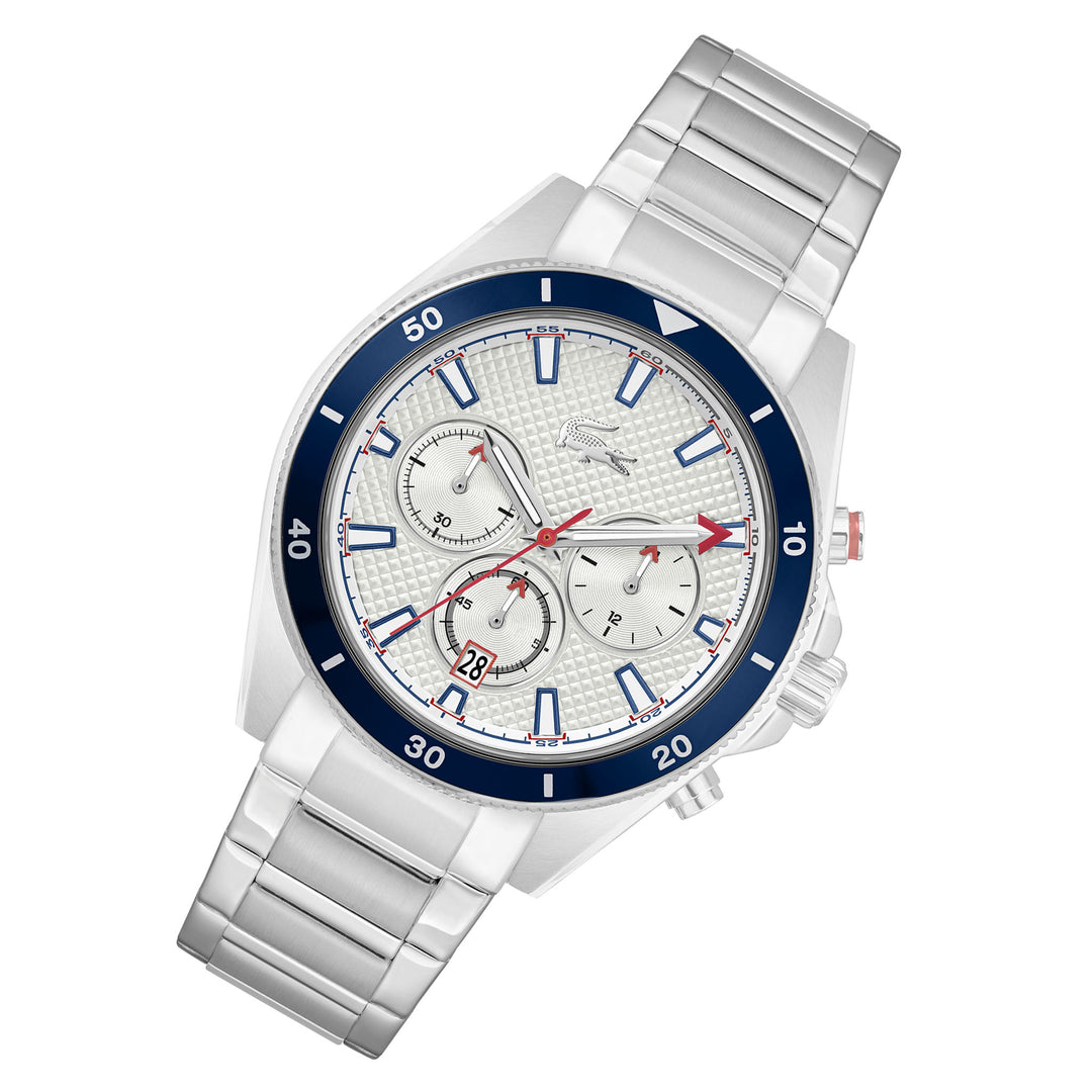 Lacoste Stainless Steel White Dial Chronograph Men's Watch - 2011360