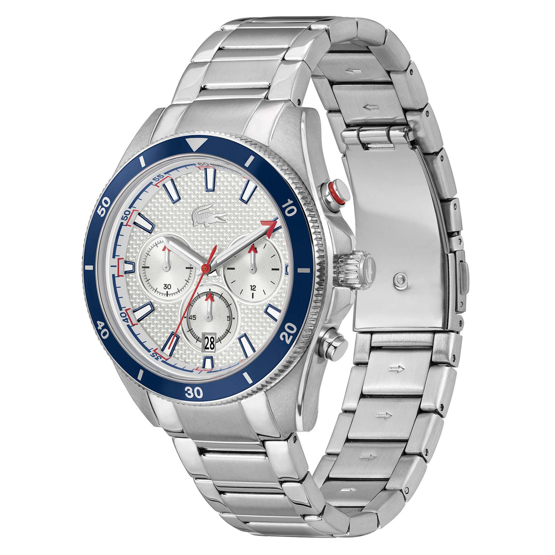 Lacoste Stainless Steel White Dial Chronograph Men's Watch - 2011360