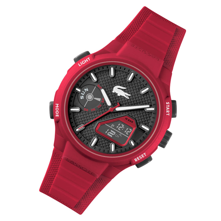 Lacoste Red Silicone Black Dial Multi-function Men's Watch - 2011368