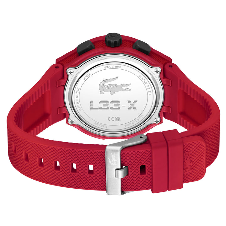 Lacoste Red Silicone Black Dial Multi-function Men's Watch - 2011368