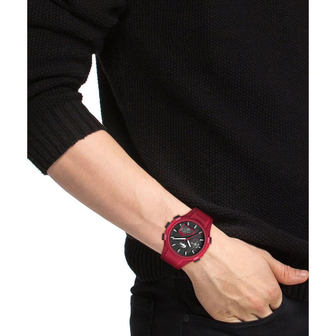 Lacoste Red Silicone Black Dial Multi-function Men's Watch - 2011368