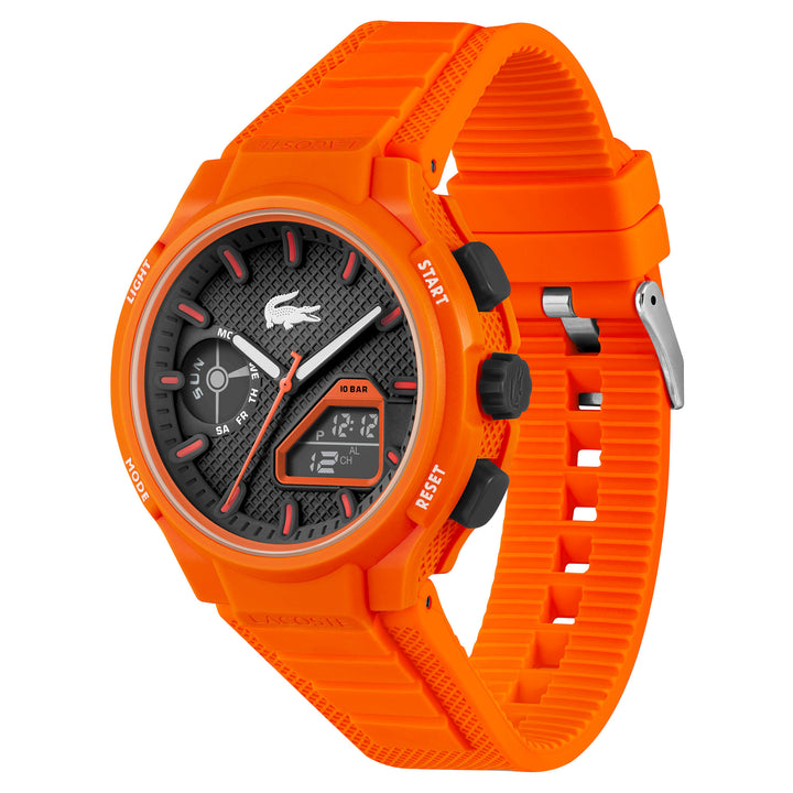 Lacoste Orange Silicone Black Dial Multi-function Men's Watch - 2011369