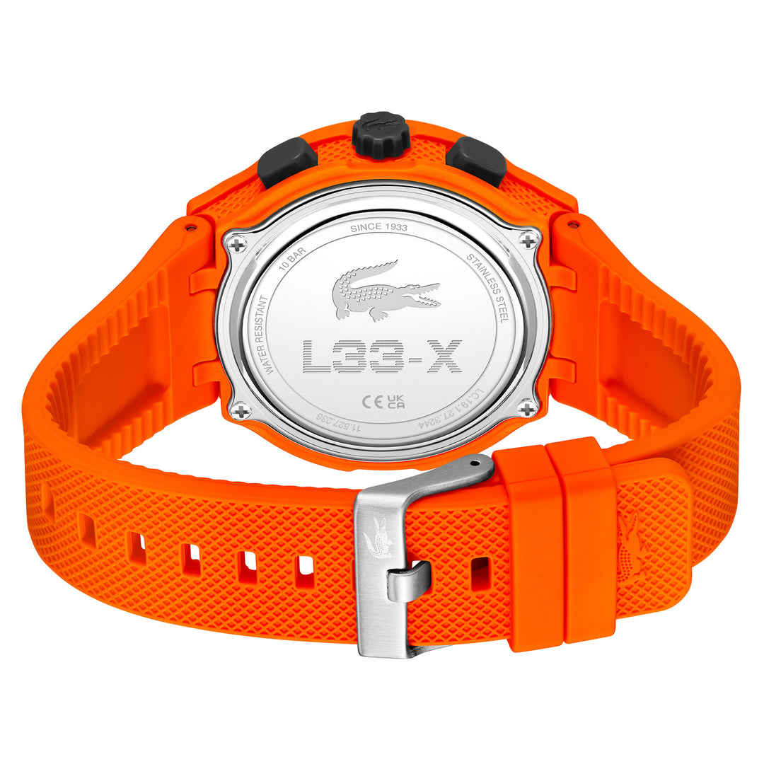 Lacoste Orange Silicone Black Dial Multi-function Men's Watch - 2011369