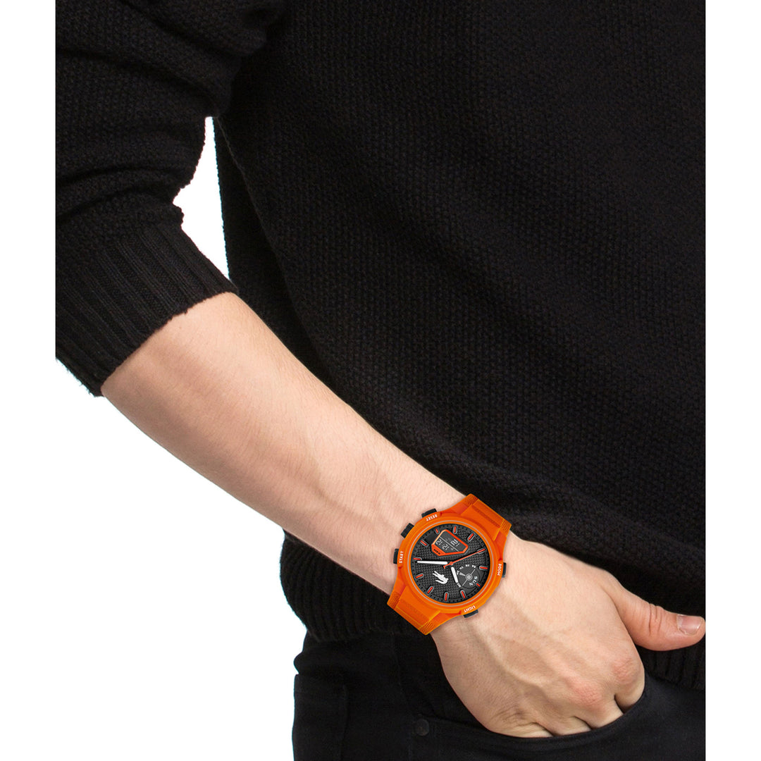 Lacoste Orange Silicone Black Dial Multi-function Men's Watch - 2011369