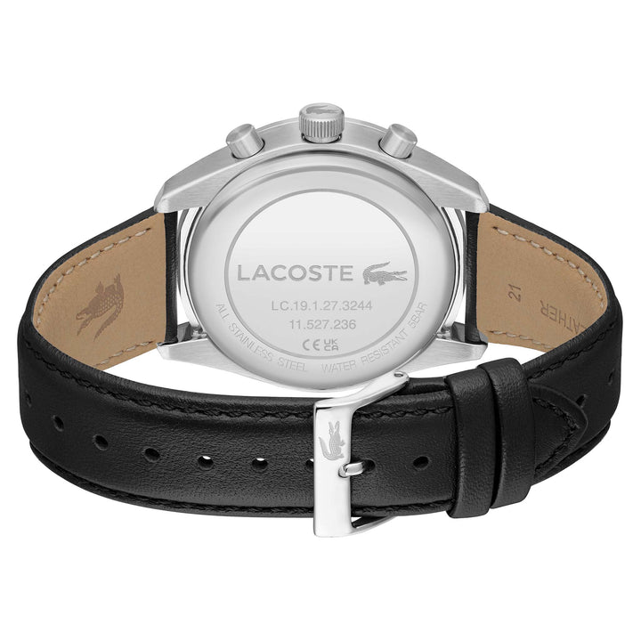 Lacoste Black Leather Chronograph Men's Watch - 2011379