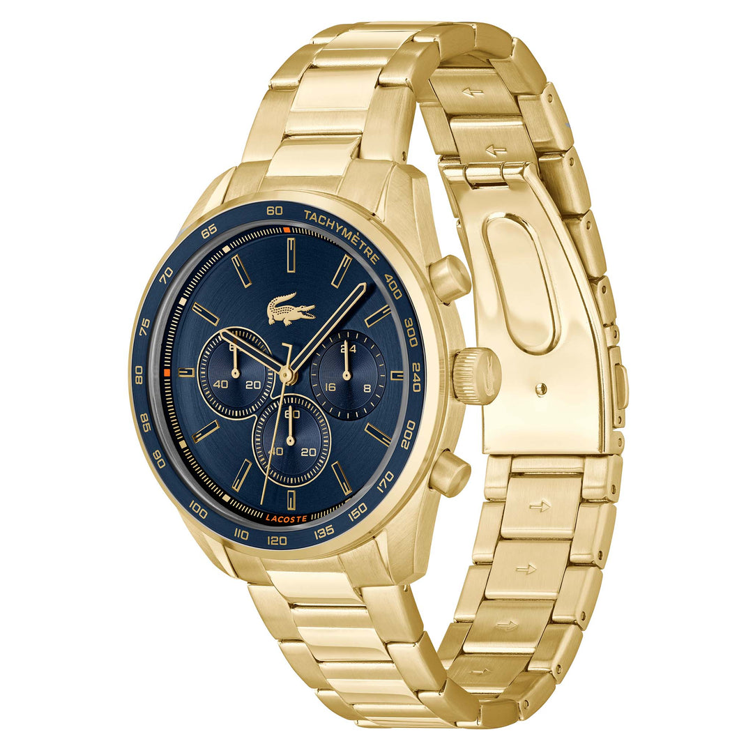 Lacoste Gold Steel Blue Dial Chronograph Men's Watch - 2011381