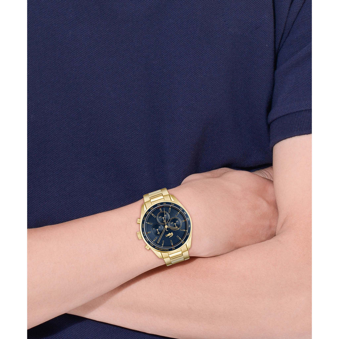 Lacoste Gold Steel Blue Dial Chronograph Men's Watch - 2011381