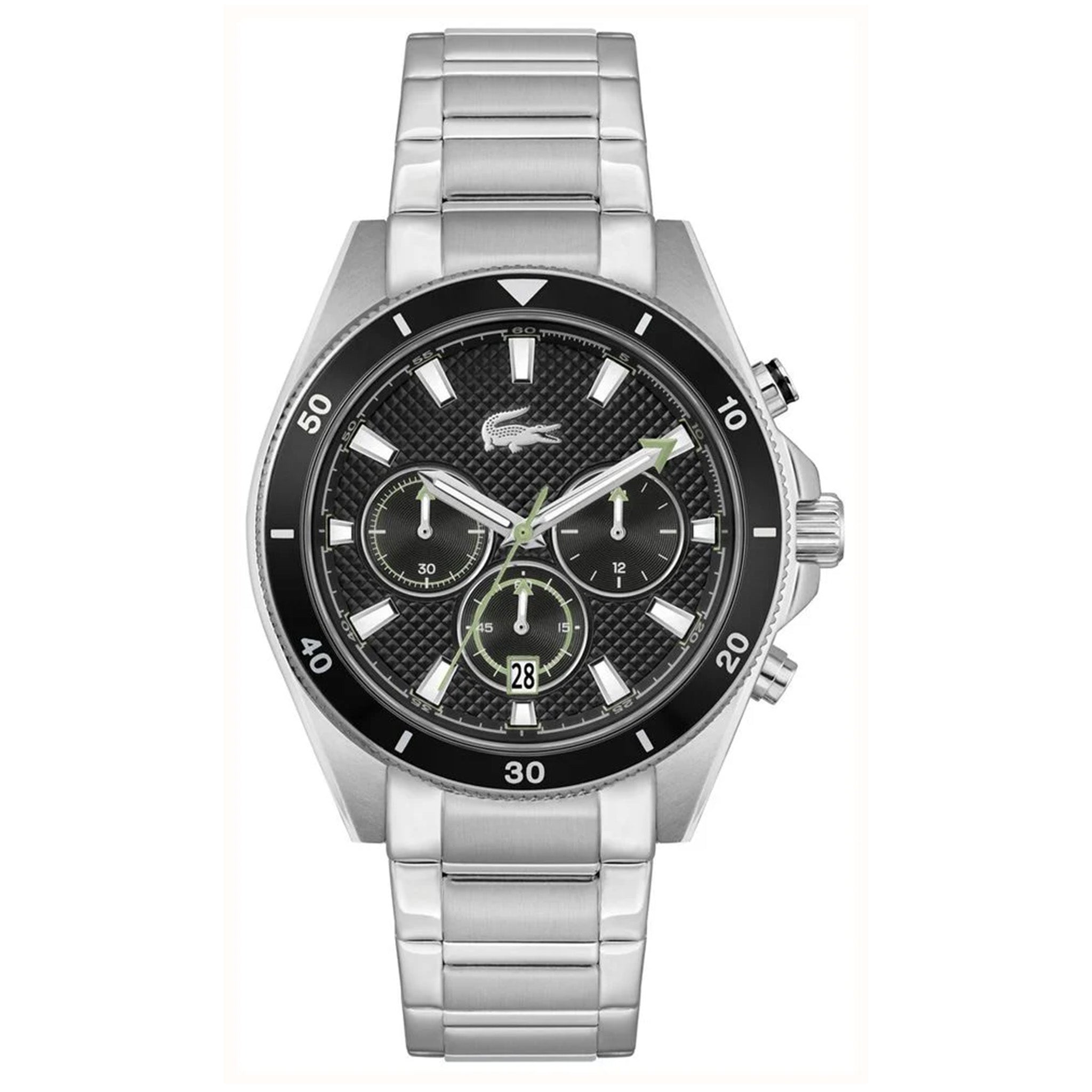 Lacoste Stainless Steel Black Dial Chronograph Men's Watch - 2011382