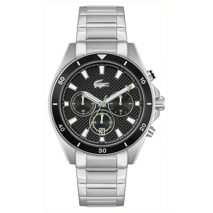 Lacoste Stainless Steel Black Dial Chronograph Men's Watch - 2011382