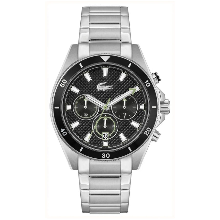 Lacoste Stainless Steel Black Dial Chronograph Men's Watch - 2011382