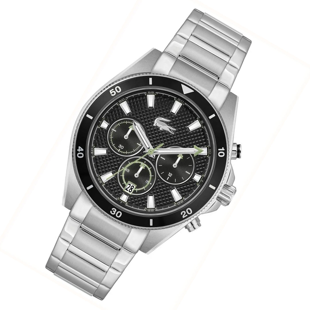 Lacoste Stainless Steel Black Dial Chronograph Men's Watch - 2011382