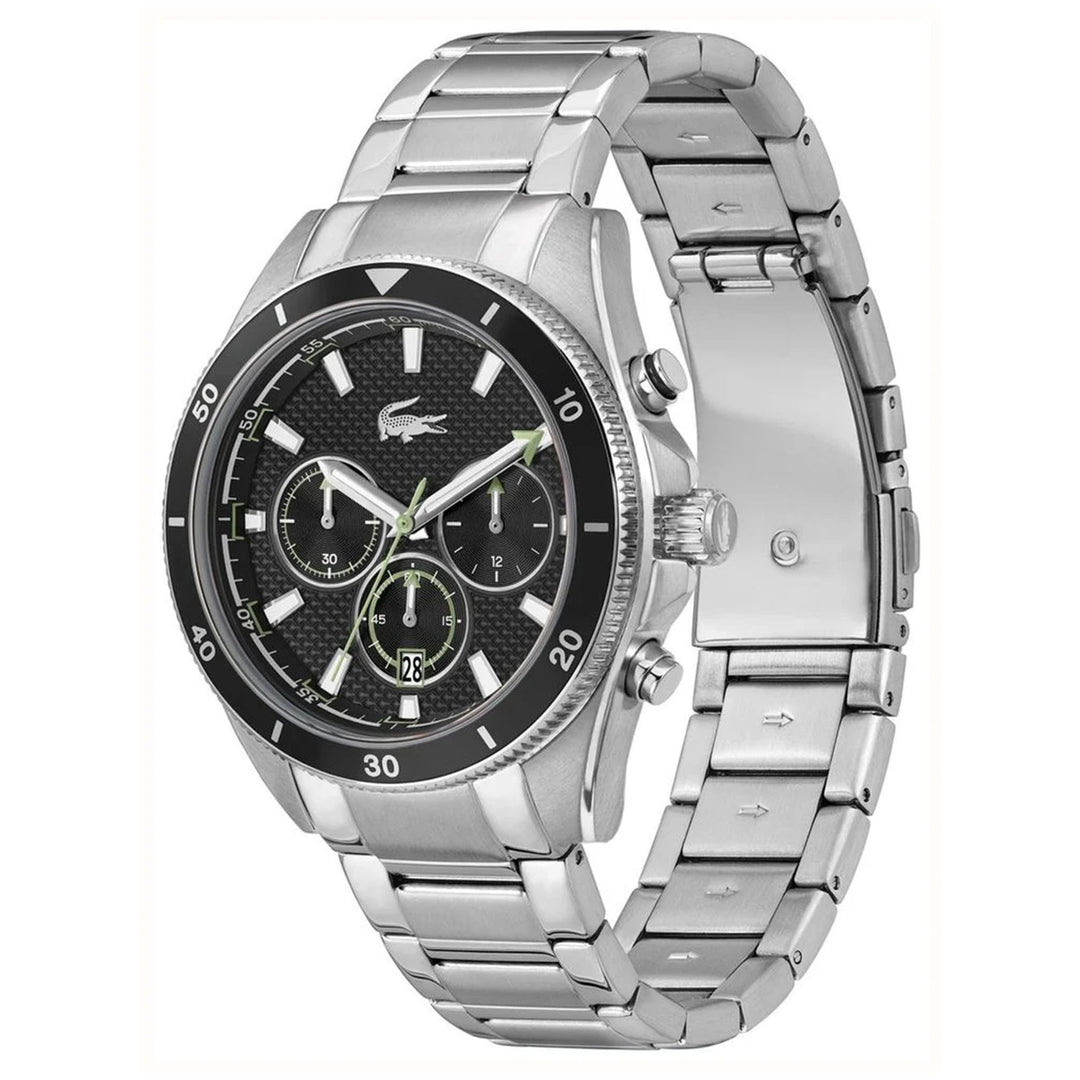 Lacoste Stainless Steel Black Dial Chronograph Men's Watch - 2011382