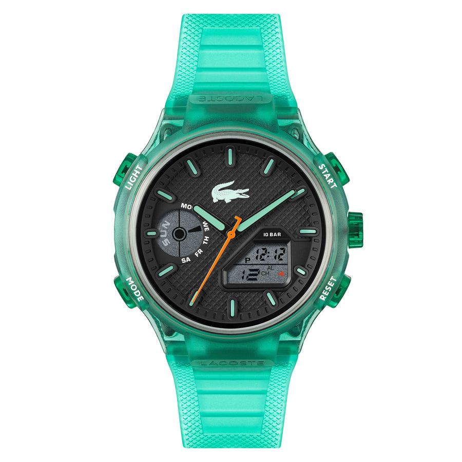 Lacoste Green Silicone Black Dial Digital-Analogue Men's Watch - 2011392