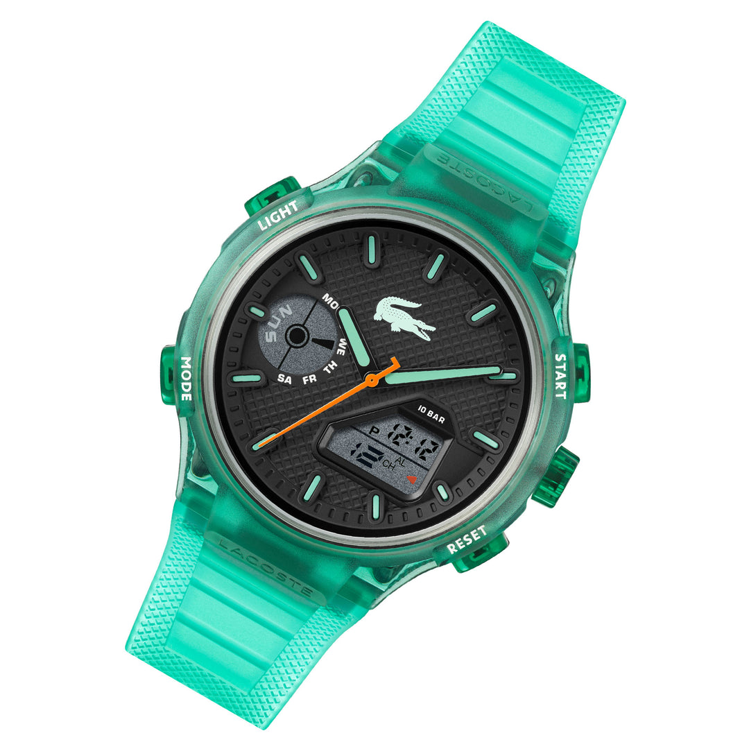 Lacoste Green Silicone Black Dial Digital-Analogue Men's Watch - 2011392