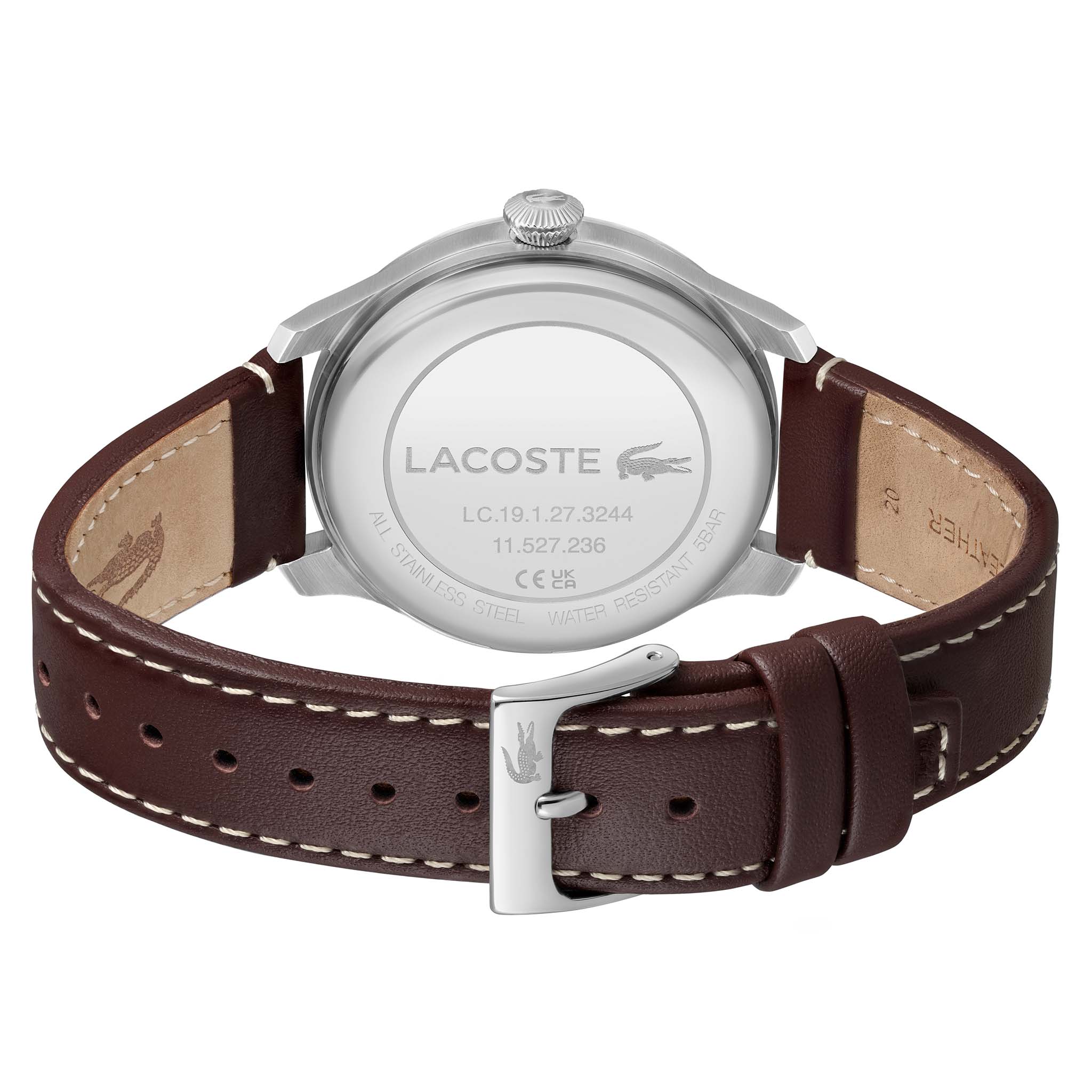 Lacoste Brown Leather Black Dial Men's Watch - 2011398