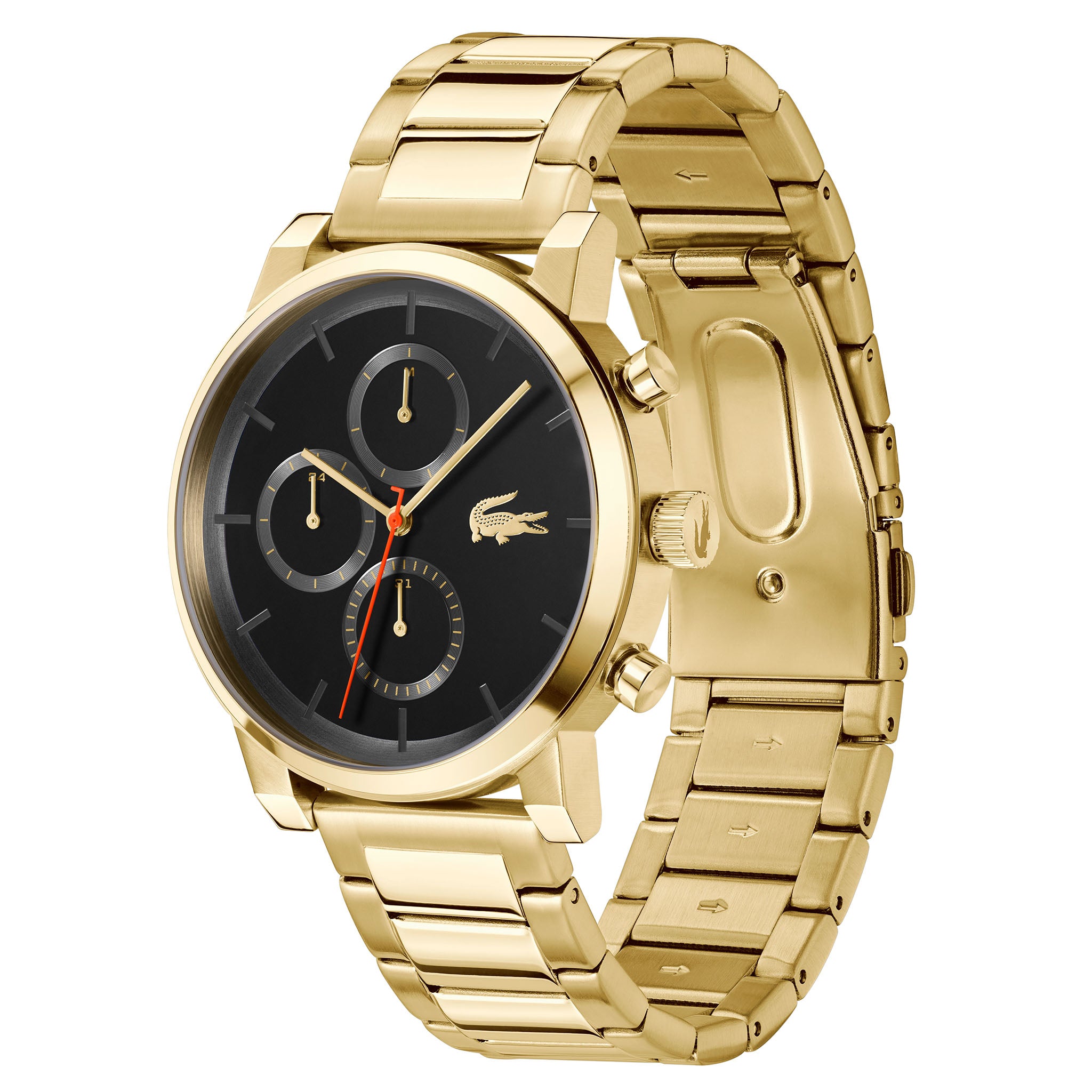 Lacoste Gold Steel Black Dial Multi-function Men's Watch - 2011407