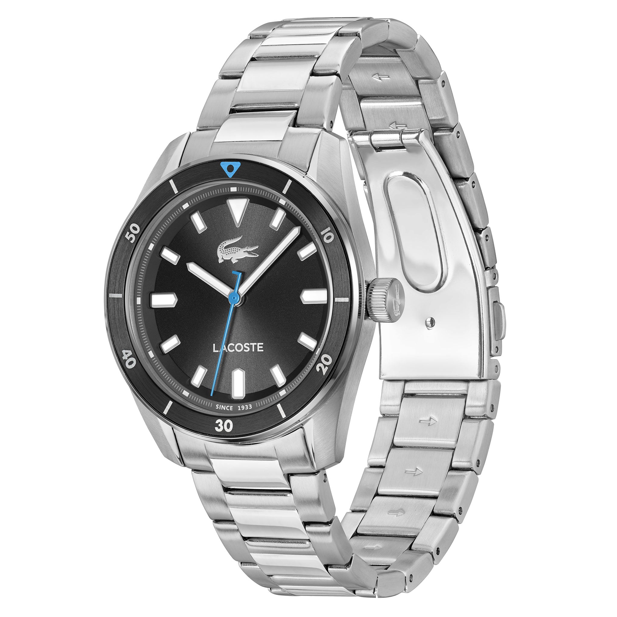 Lacoste Stainless Steel Black Dial Men's Watch - 2011433