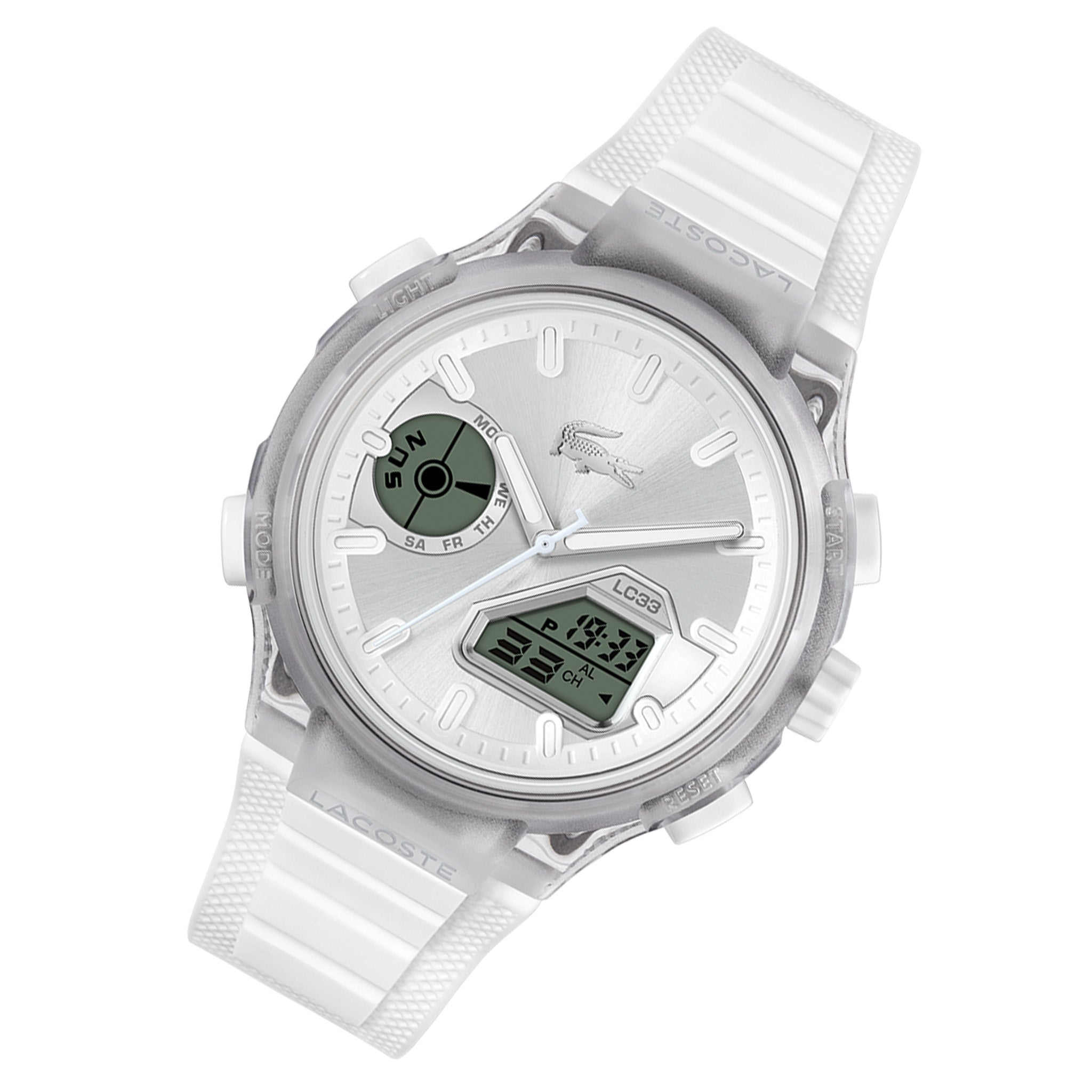 Lacoste White Silicone Silver White Dial Analogue-Digital Men's Watch - 2011480