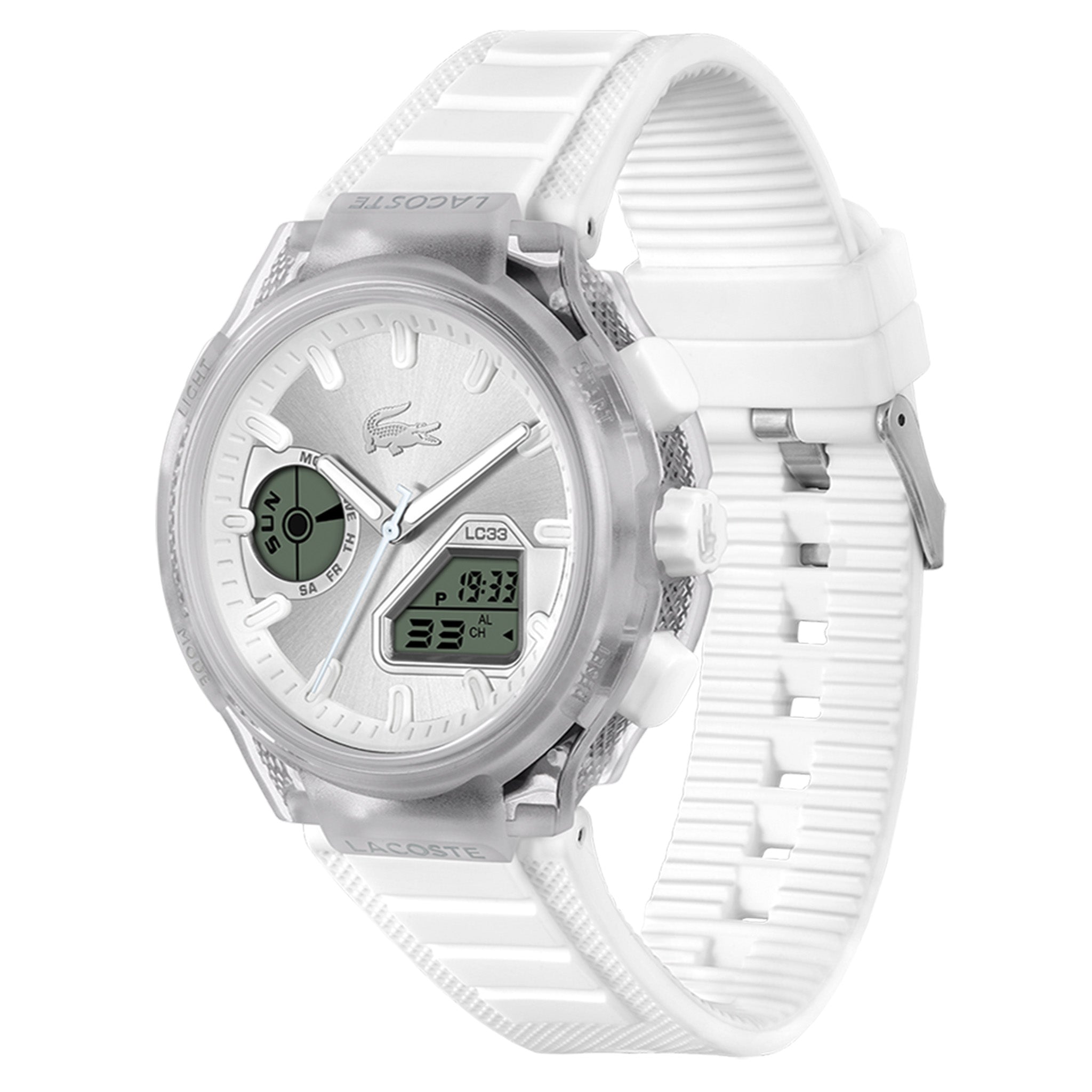 Lacoste White Silicone Silver White Dial Analogue-Digital Men's Watch - 2011480