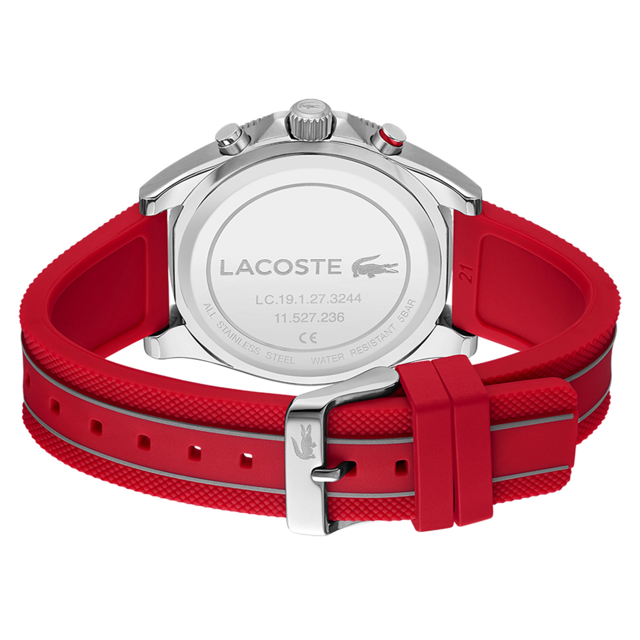 Lacoste Red Silicone Black Dial Chronograph Men's Watch - 2011482