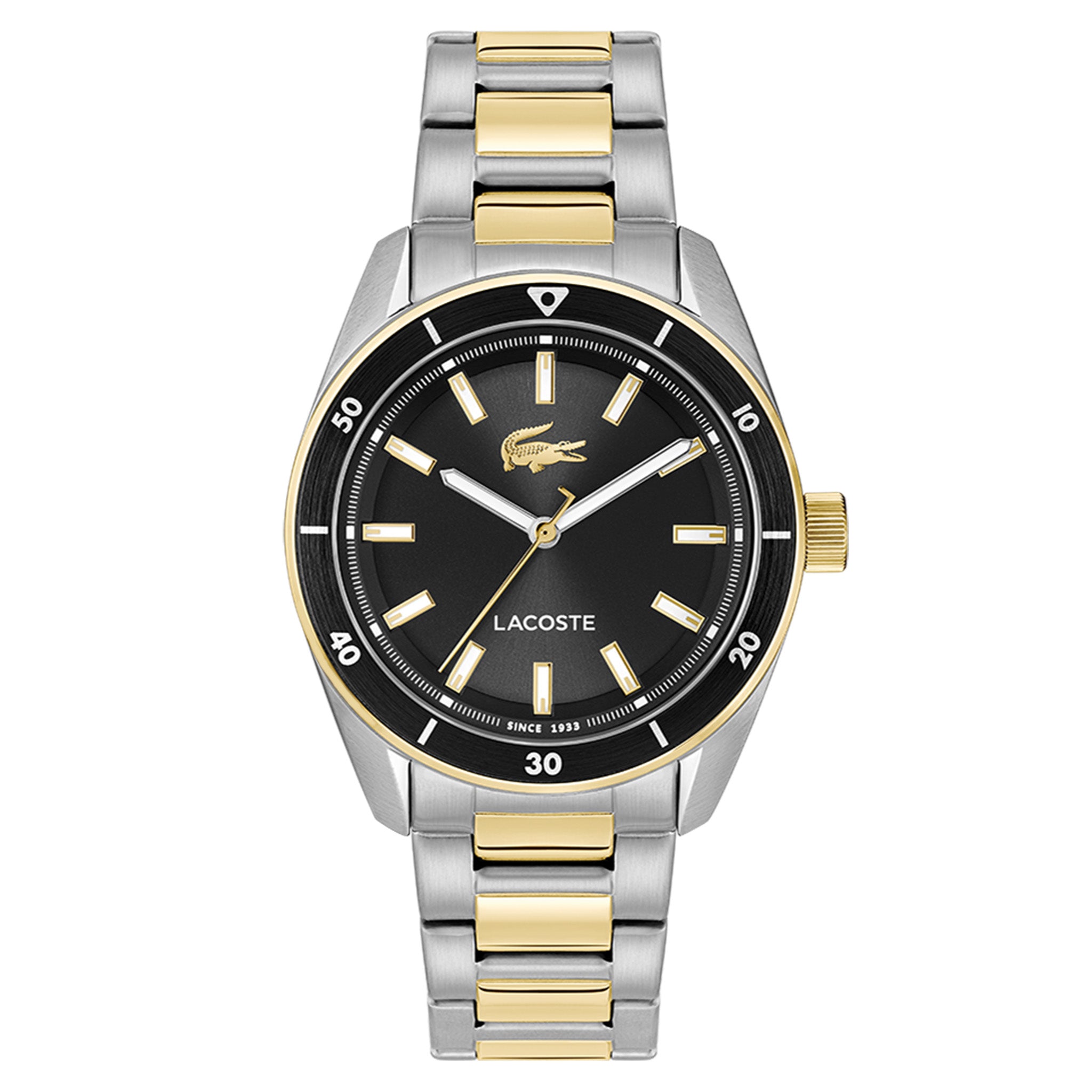 Lacoste Two-Tone Steel Black Dial Men's Watch - 2011488