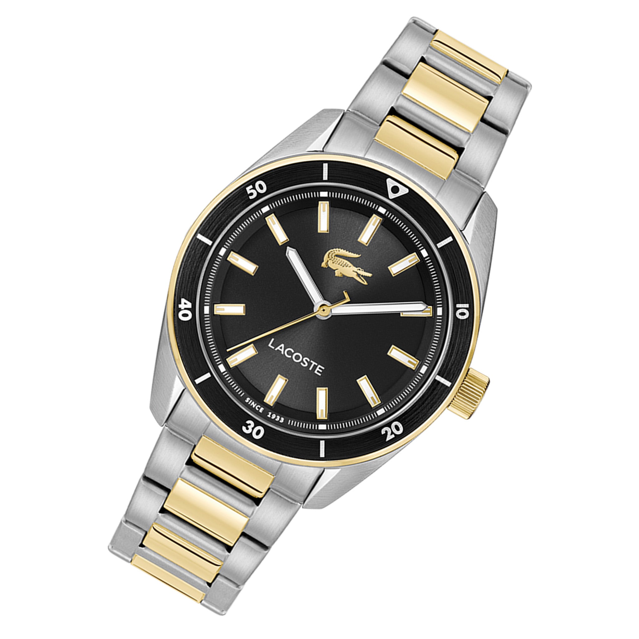 Lacoste Two-Tone Steel Black Dial Men's Watch - 2011488