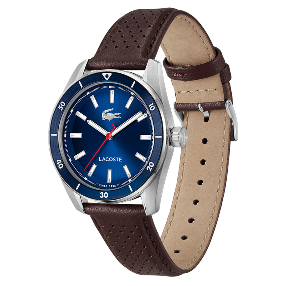 Lacoste Brown Leather Blue Dial Men's Watch - 2011489