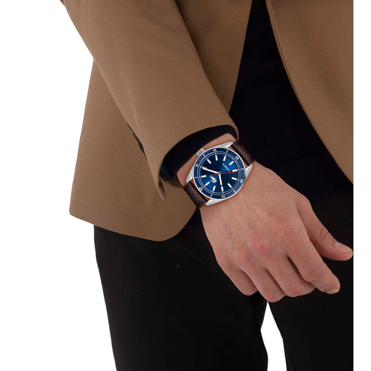 Lacoste Brown Leather Blue Dial Men's Watch - 2011489