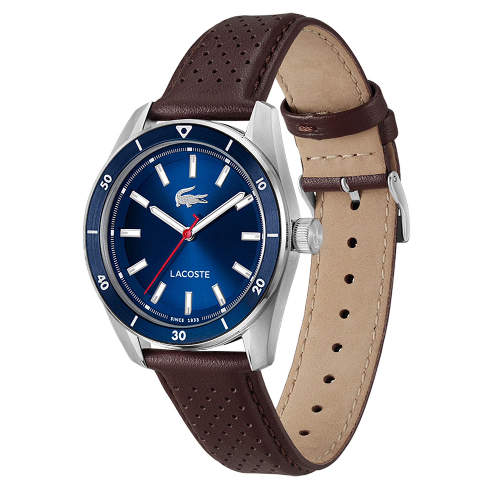 Lacoste Brown Leather Blue Dial Men's Watch - 2011489