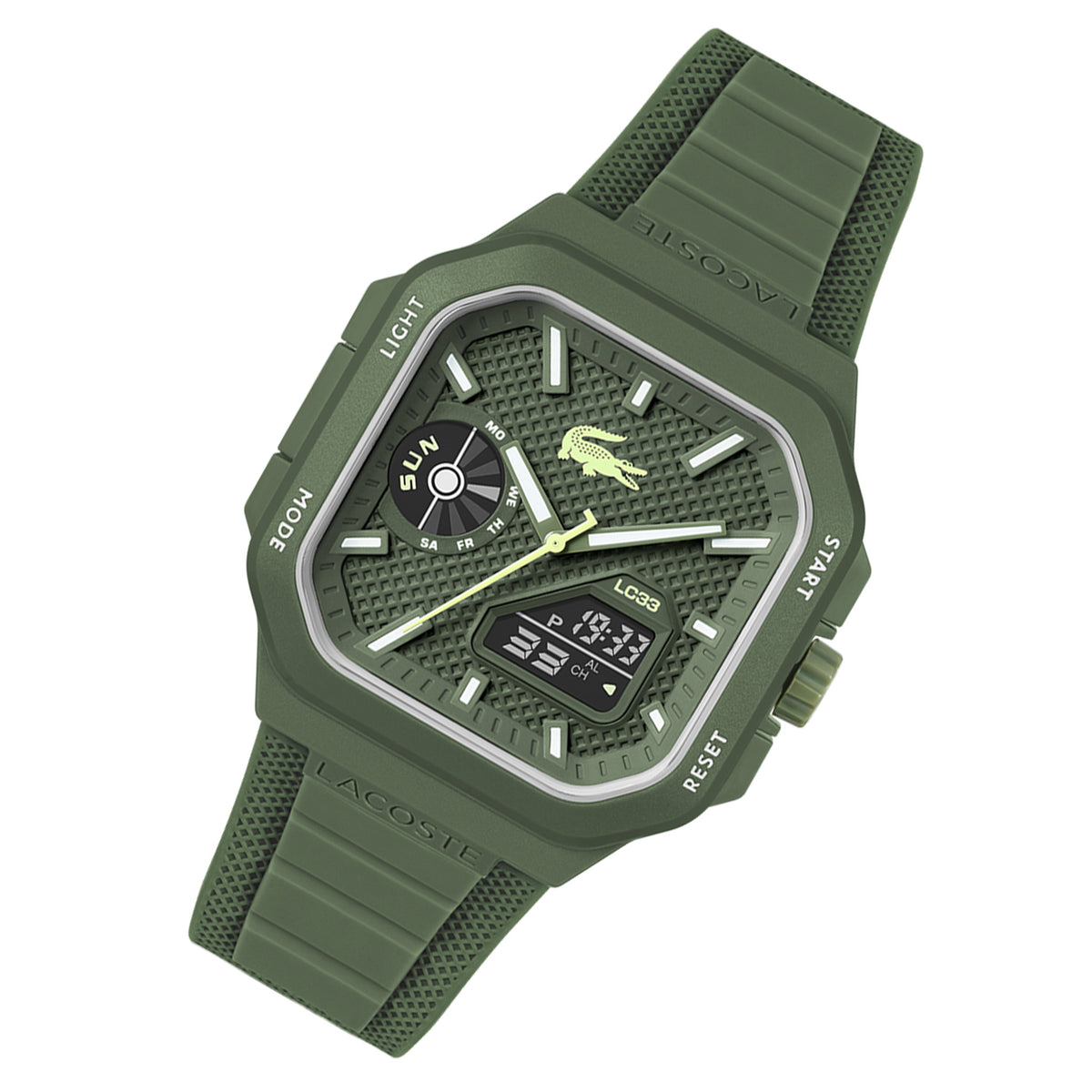 Lacoste Silicone Khaki Dial Digital-Analogue Men's Watch - 2011505