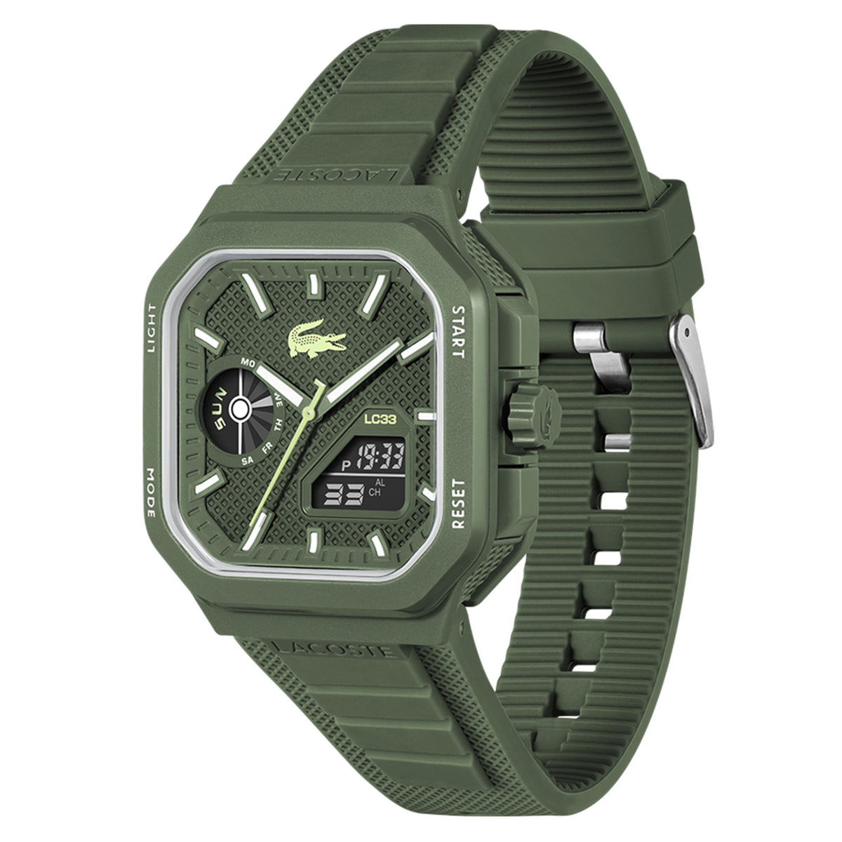 Lacoste Silicone Khaki Dial Digital-Analogue Men's Watch - 2011505
