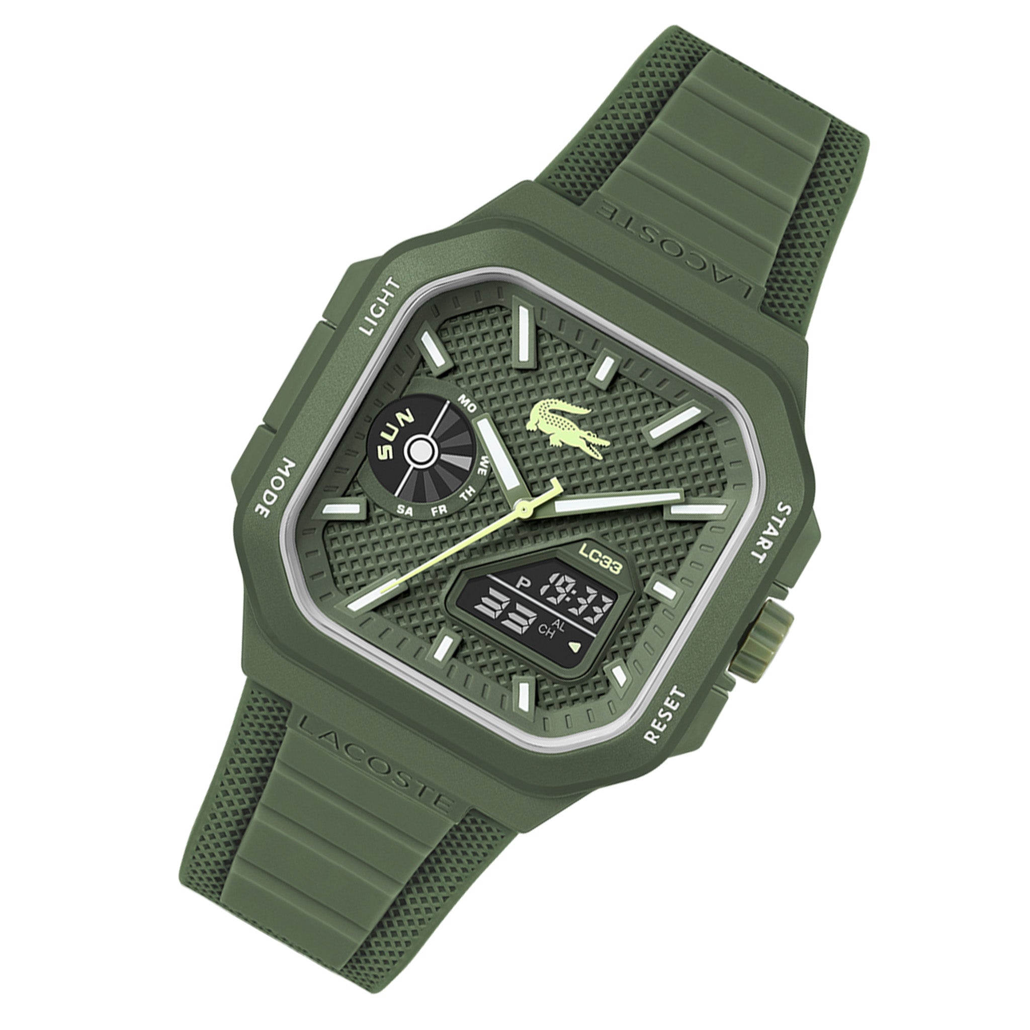 Lacoste Silicone Khaki Dial Digital-Analogue Men's Watch - 2011505