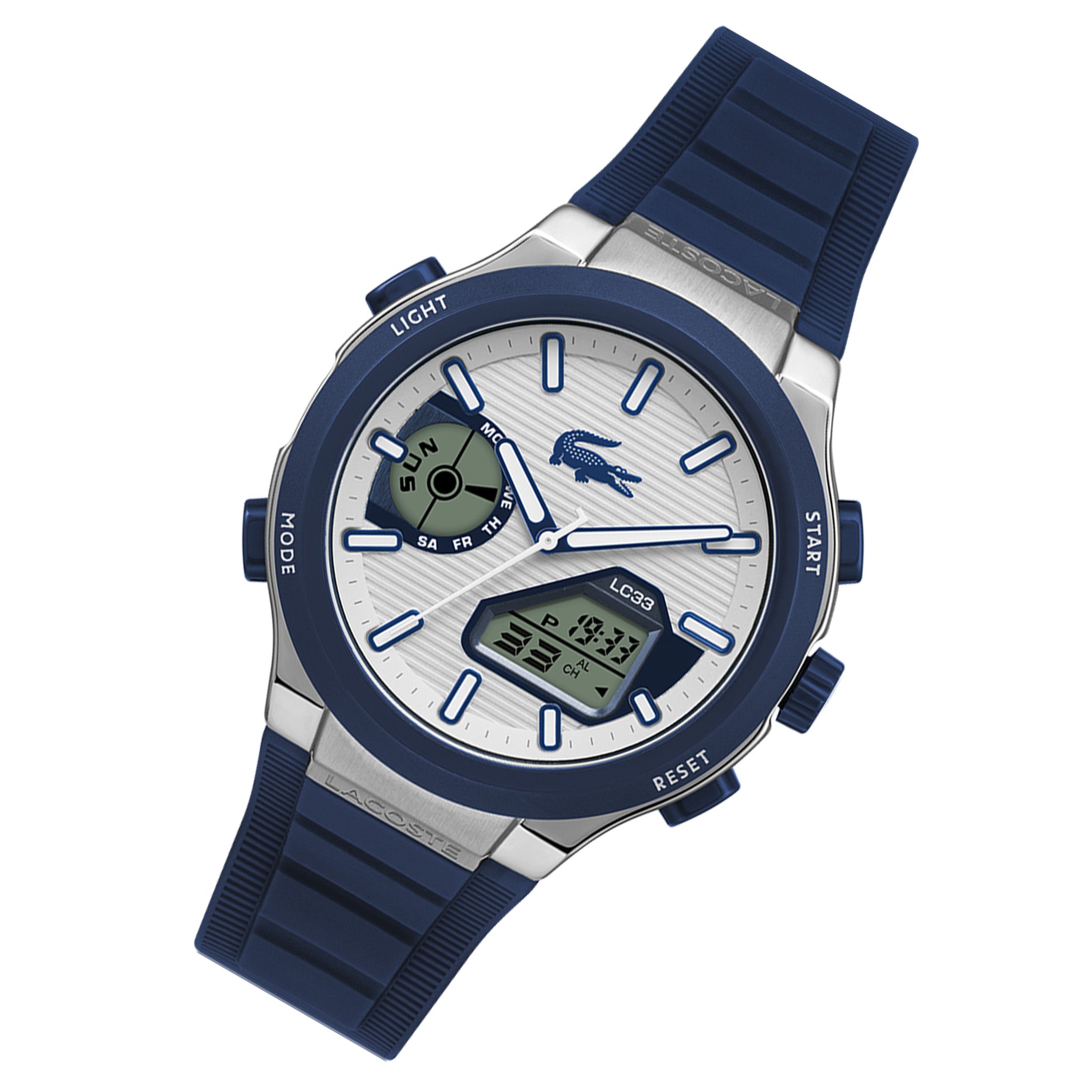 Lacoste Blue Silicone White Dial Analogue-Digital Men's Watch - 2011515