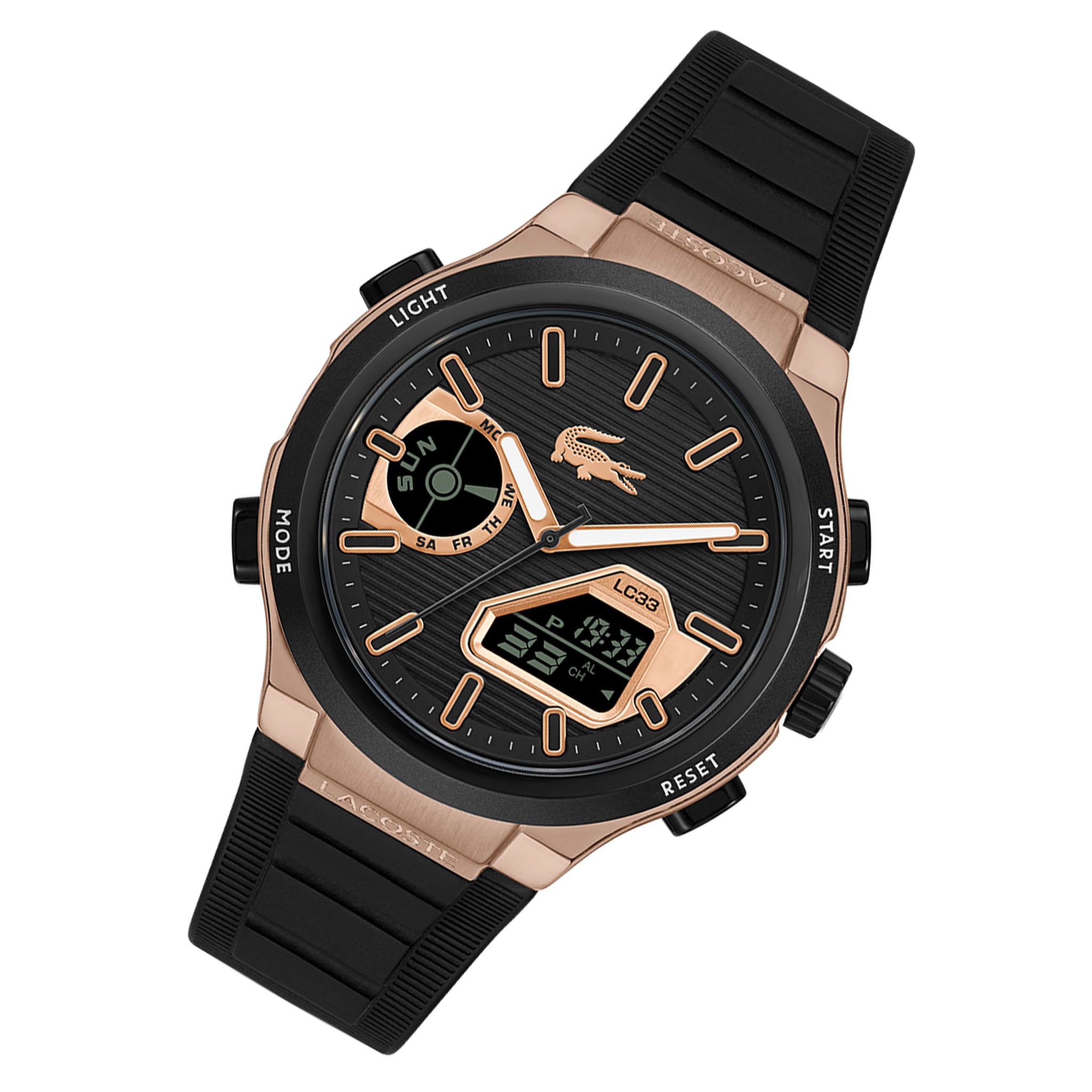 Lacoste Silicone Black Dial Analogue-Digital Men's Watch - 2011517
