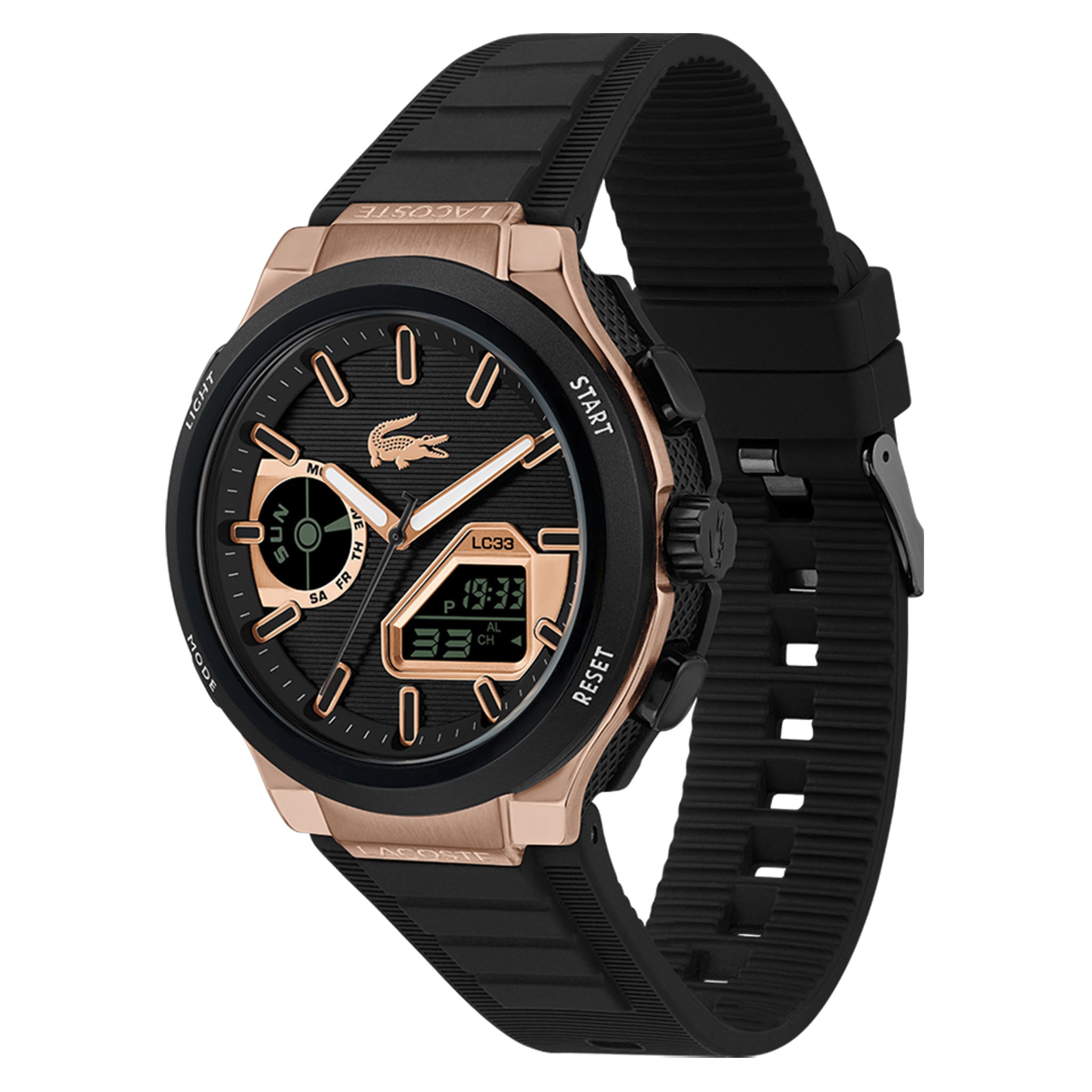 Lacoste Silicone Black Dial Analogue-Digital Men's Watch - 2011517