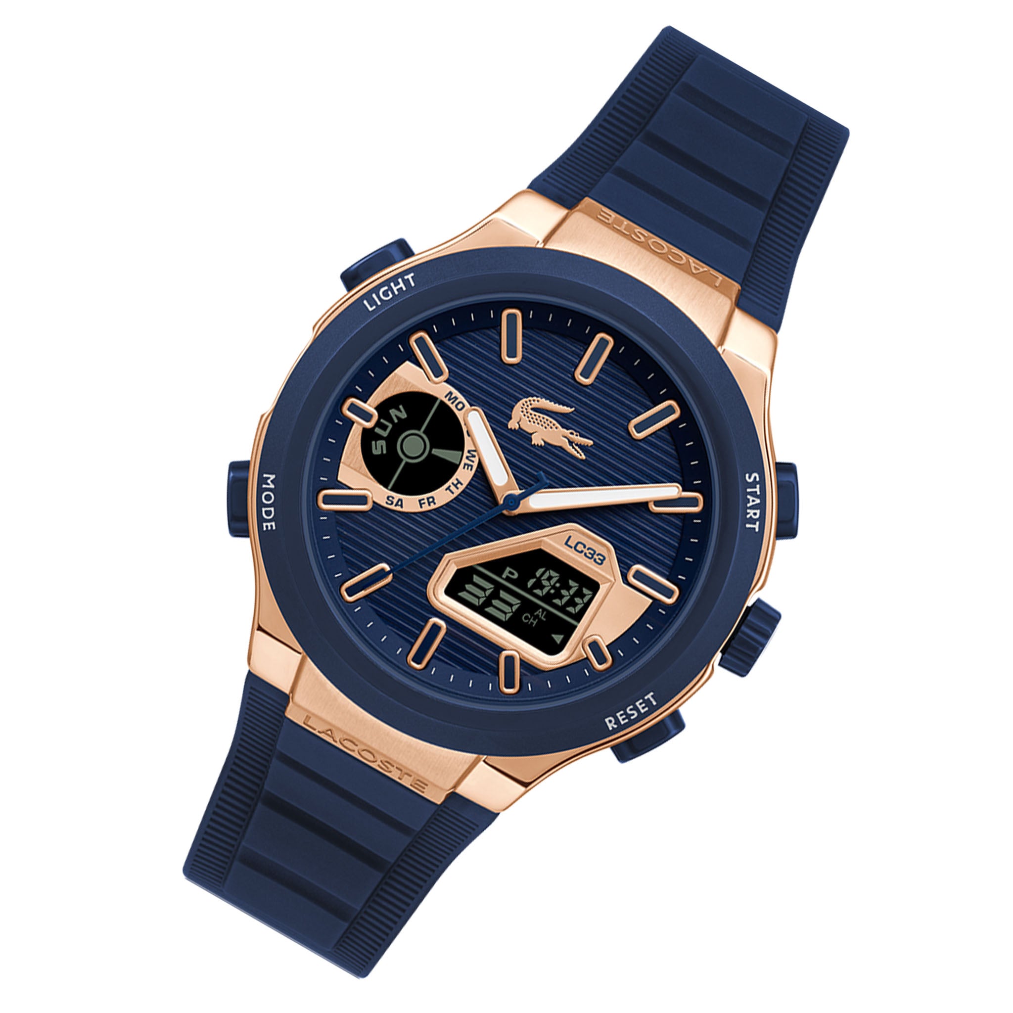 Lacoste Silicone Blue Dial Analogue-Digital Men's Watch - 2011518