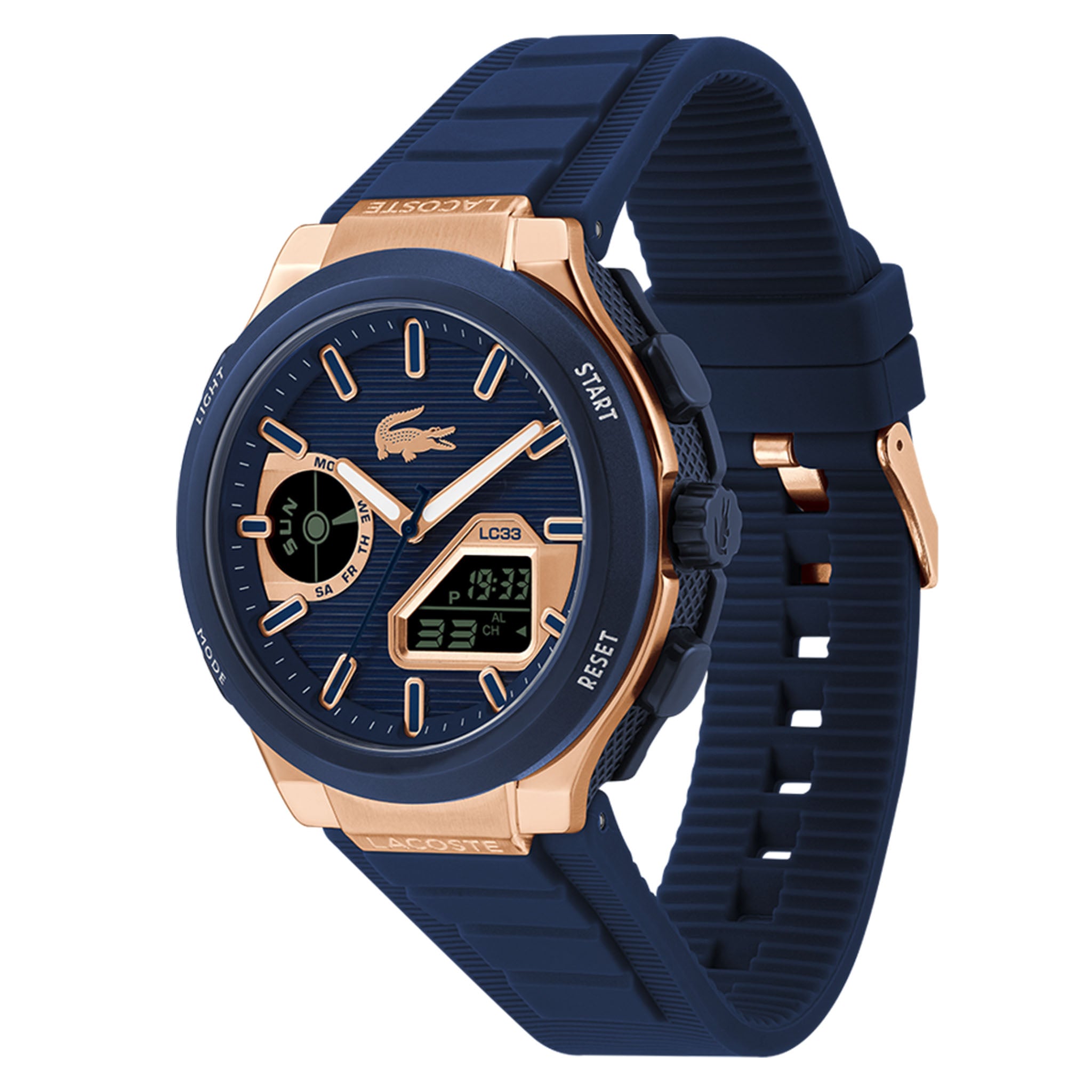 Lacoste Silicone Blue Dial Analogue-Digital Men's Watch - 2011518
