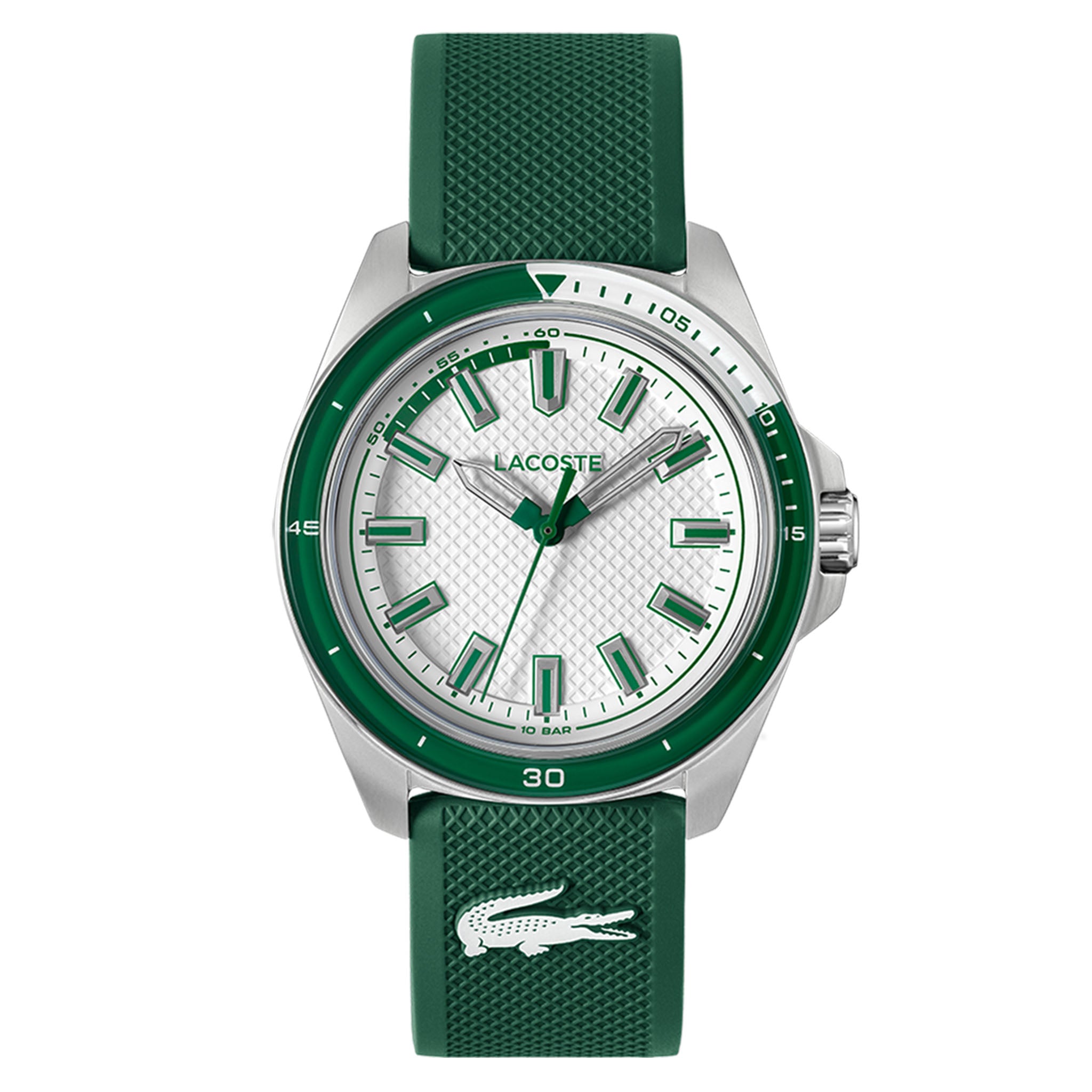 Lacoste Green Silicone White Dial Men's Watch - 2011519