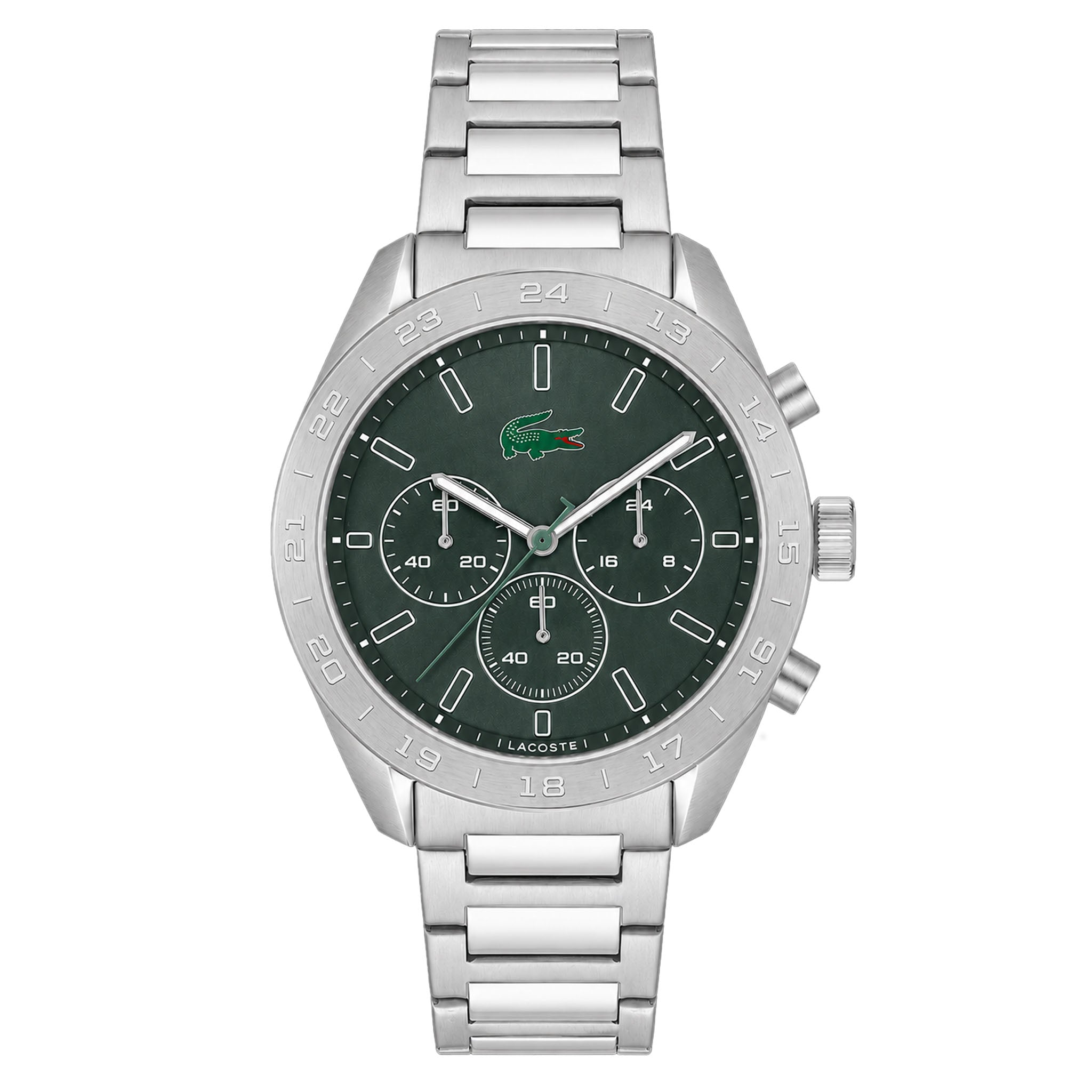 Lacoste Silver Steel Green Dial Chronograph Men's Watch - 2011533